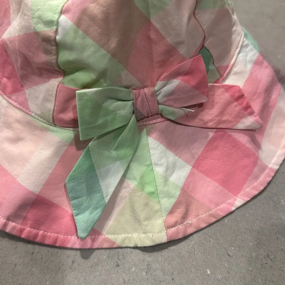 Janie and Jack pink and green plaid baby girl’s sun hat 0-6 months